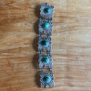 Vintage Silver Bracelet with Green Stones